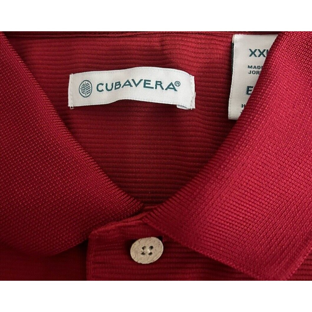 Cubavera Men's XXL Red 100% Polyester Ribbed Knit 3 Button Short Sleeve Polo - Picture 14 of 16